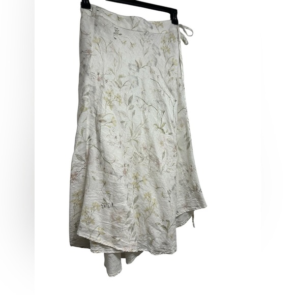 Three Dots 100% Linen Floral Wrap Skirt – Size M - Picture 2 of 10